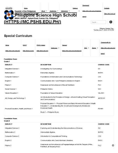 pshs curriculum|Special Curriculum .